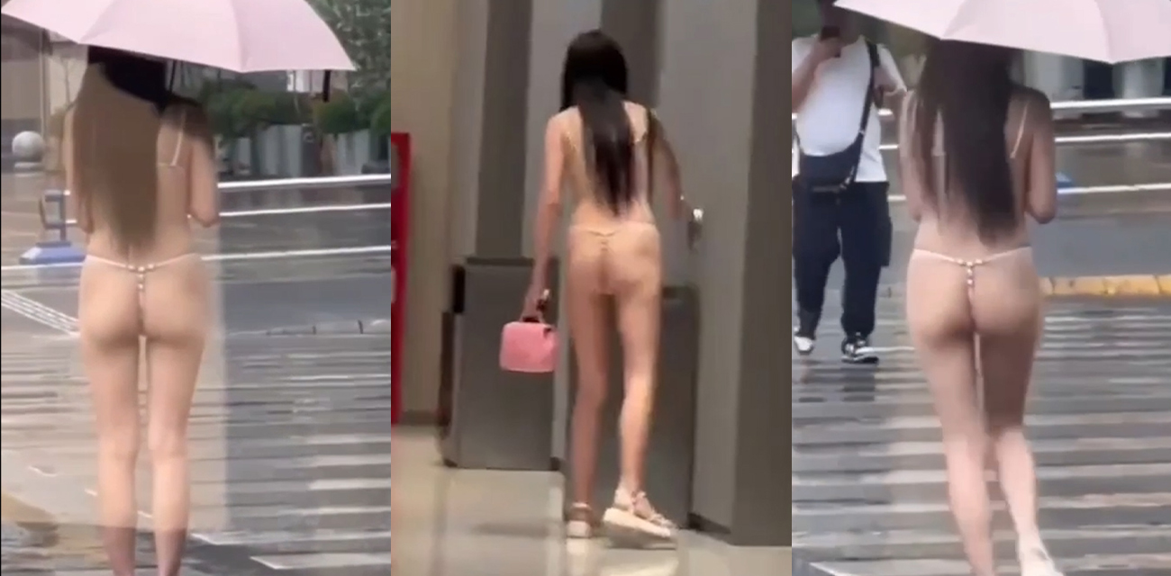 成都万象城小仙女又杀回来了！主人最新任务 雨中撑伞漫步大秀长腿 珍珠丁字裤战袍再现成都街头！ - 51吃瓜网-51吃瓜网
